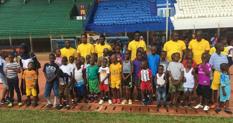 ETC program kids participating in 2 hour soccer training camp