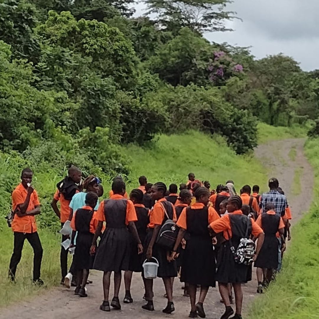 School kids walking