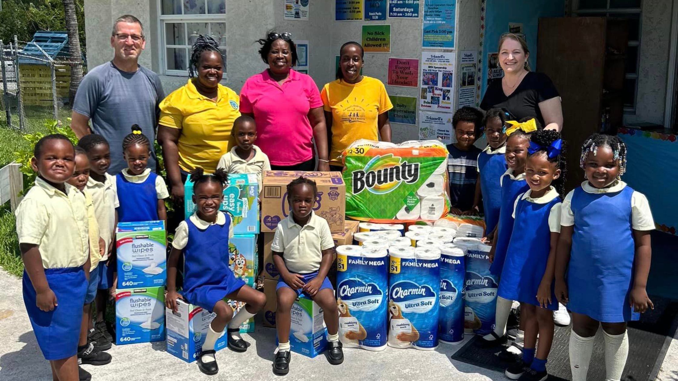 Staff and students at partner preschool in The Bahamas