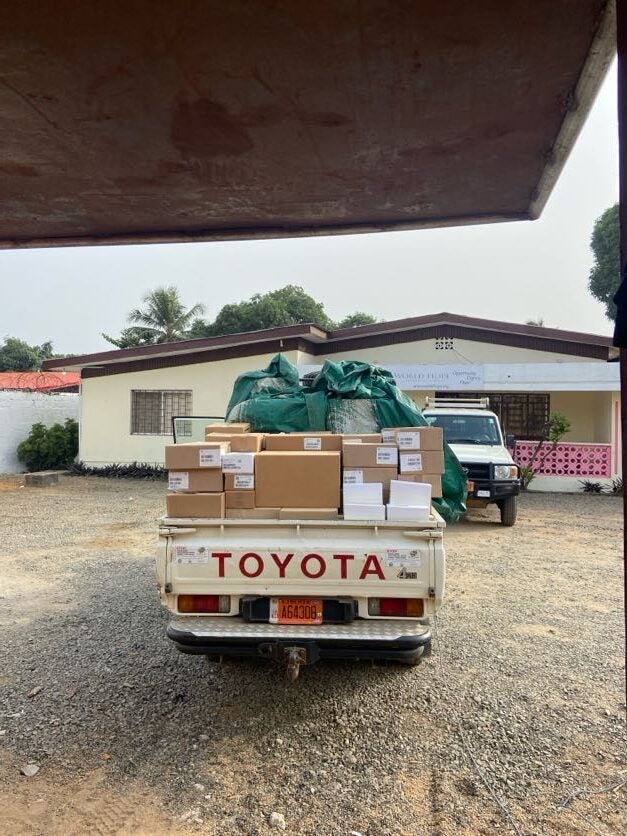 Distributing medicine to rural Liberia clinics