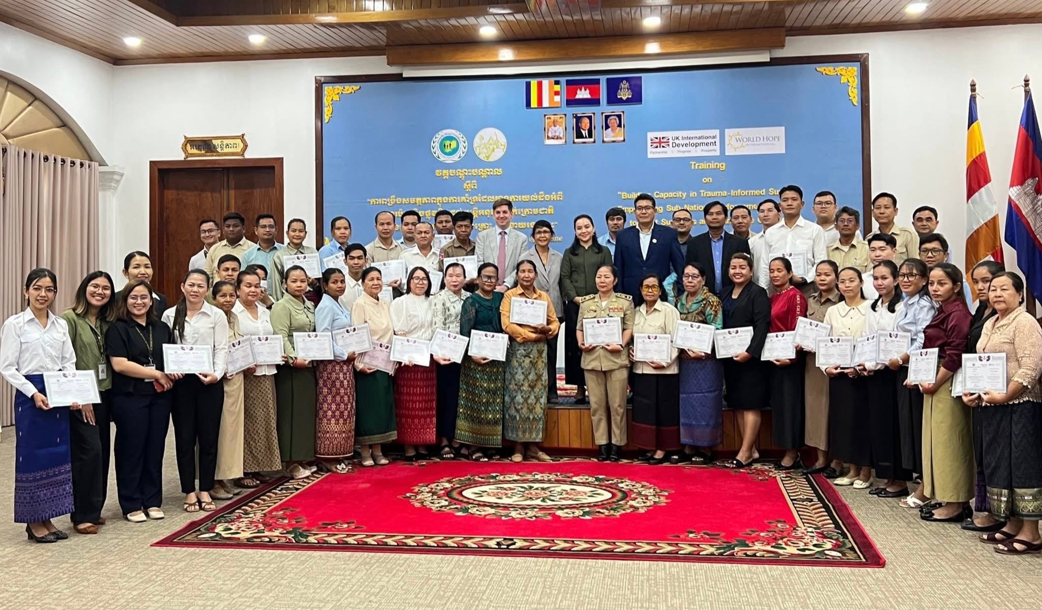 Team receiving certificates 